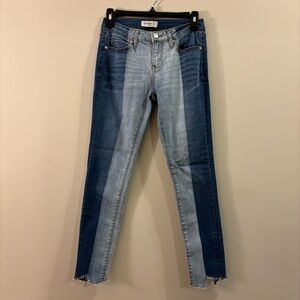 Insider Two-Tone High-Rise Jeans in Light and Dark Blue Sz 3